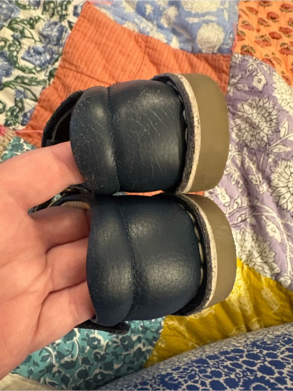 Mini Boden Navy Blue Leather T-Strap